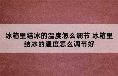 冰箱里结冰的温度怎么调节 冰箱里结冰的温度怎么调节好